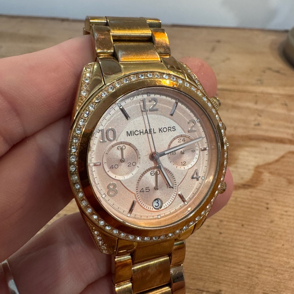Michael Kors Rose Gold Watch with Crystal Accents